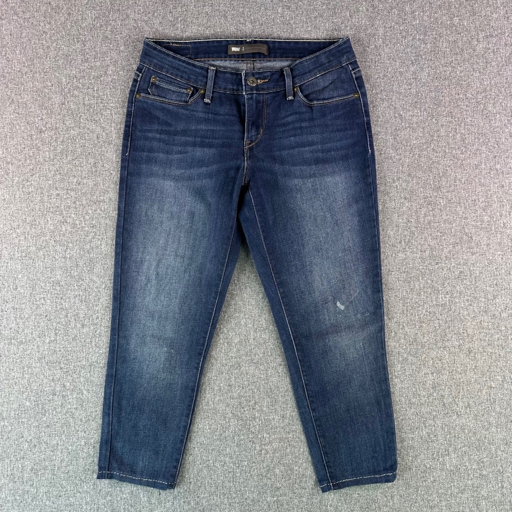 Levis Jeans Womens 2 710 Super Skinny Dark Wash Blue Stretch Denim Hemmed